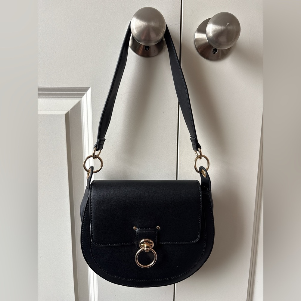 NWOT Badgley Mischka Black Leather Shoulder Bag